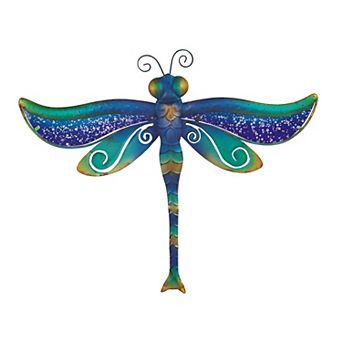 FC Design 21"W Blue/Purple Dragonfly Metal Wall Plaque Decoration