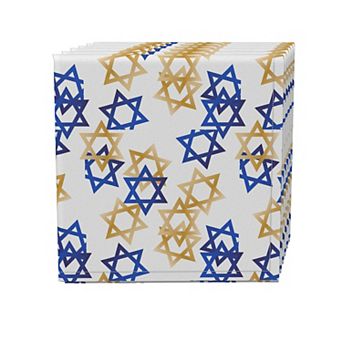 Napkin Set, 100% Polyester, Set of 4, 18x18", Star of David Décor