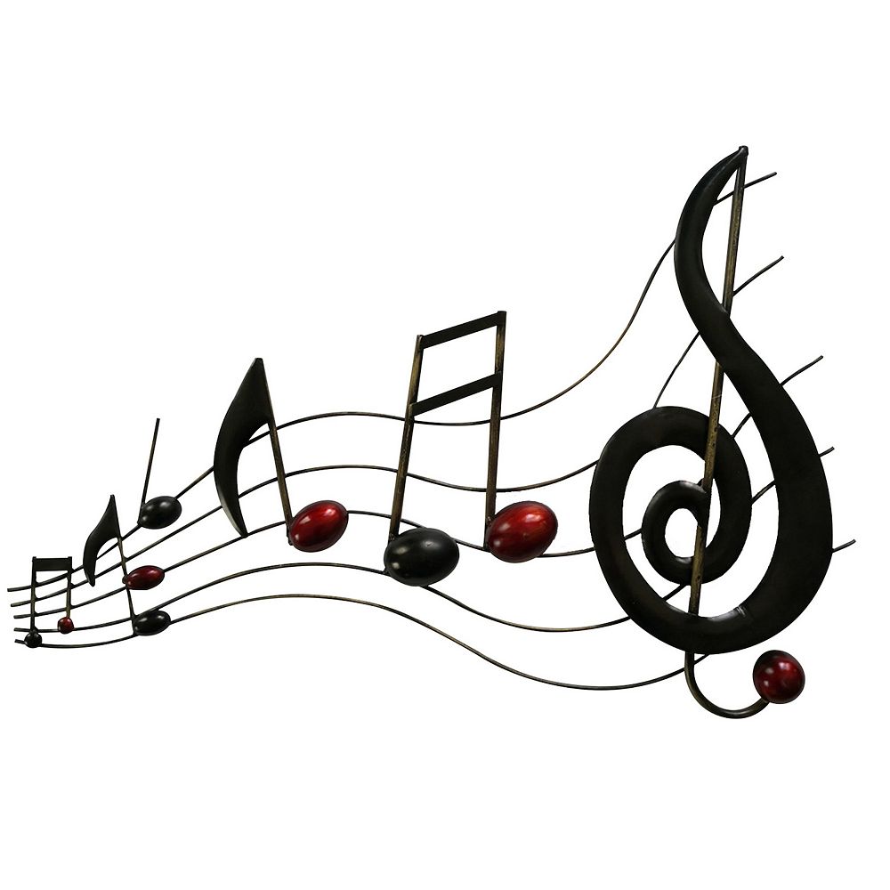 26 Inch Handmade Metal Wall Mount Accent Decor with Musical Notes and ...
