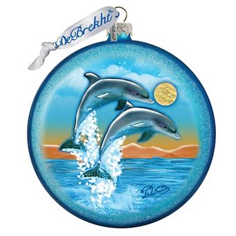 G.Debrekht Dolphinâ€™s Fly Glass Ornament by G. DeBrekht DecorCoastal Holiday Decor - 744-023