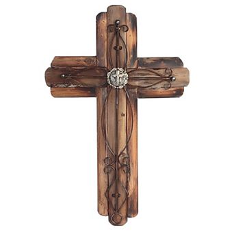 FC Design 20"H Decorative Wood Cross Religious Statue Wall Decoration Figurine