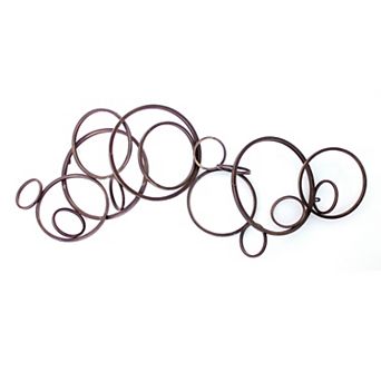 Industrial Style Metal Wall Decor with Multiple Circles, Bronze