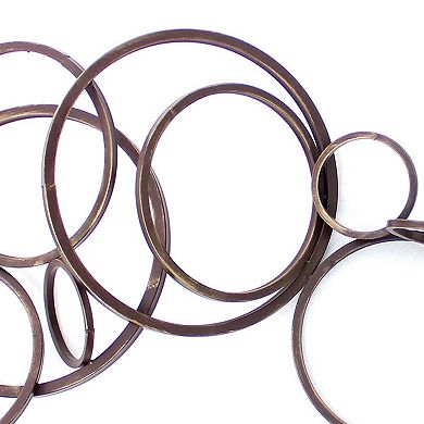 Industrial Style Metal Wall Decor with Multiple Circles, Bronze