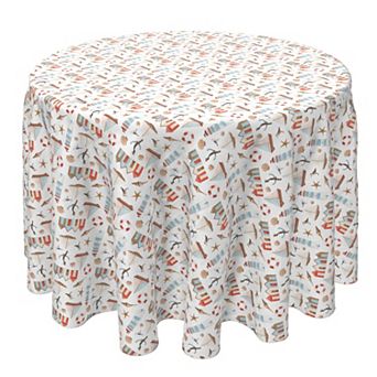 Round Tablecloth, 100% Cotton, 60 Round", Seaside Coastal Décor