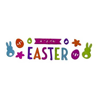 Pink and Orange “Happy Easter” Bunny Spring Gel Window Clings