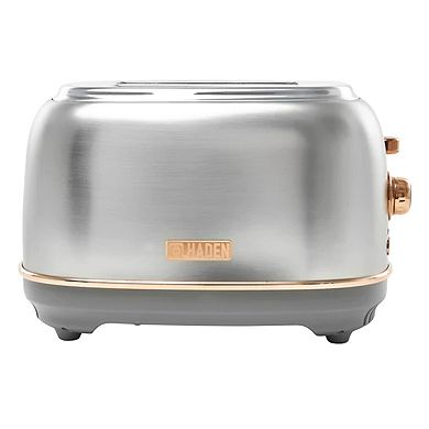 Haden Heritage 2 Slice Wide Slot Toaster with Removable Crumb Tray, Steel/Copper