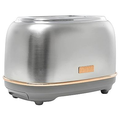 Haden Heritage 2 Slice Wide Slot Toaster with Removable Crumb Tray, Steel/Copper