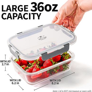 Zulay Kitchen 5 Pack Leak-Proof Glass Food Storage Containers 