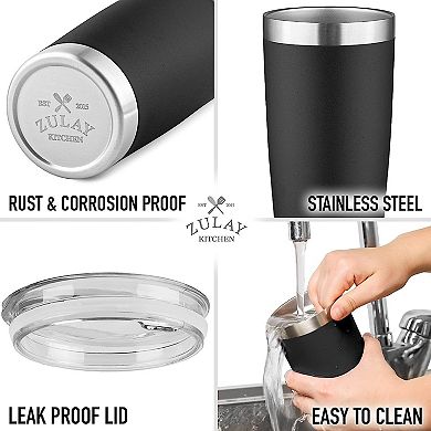 Zulay Kitchen 20oz Stainless Steel Tumbler With Lid and Straw - Travel Coffee Mug Tumbler Cups