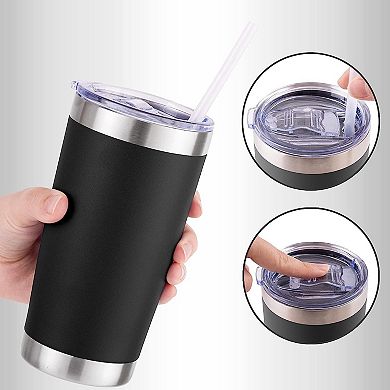 Zulay Kitchen 20oz Stainless Steel Tumbler With Lid and Straw - Travel Coffee Mug Tumbler Cups