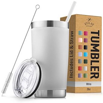 Zulay Kitchen 20oz Stainless Steel Tumbler With Lid and Straw - Travel Coffee Mug Tumbler Cups