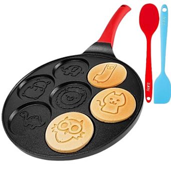 Zulay Kitchen Pancake Pan (7 Animal Face Designs and Two Bonus Spatulas)