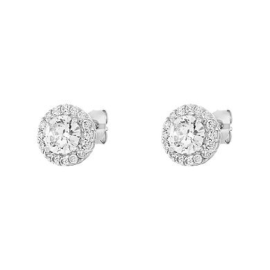 PRIMROSE Sterling Silver Round Genuine Cubic Zirconia Stud Earrings