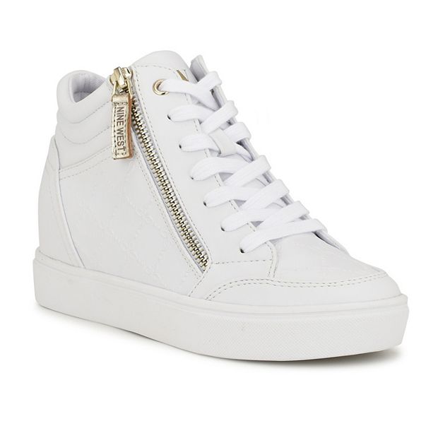 Gold high shop top wedge sneakers