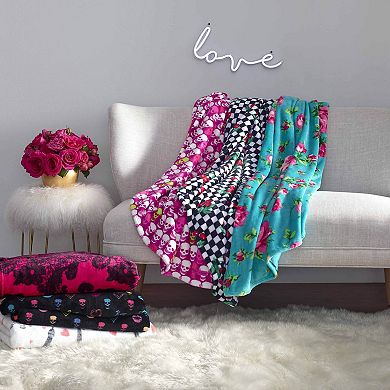 Betsey Johnson Cherry Checker Throw Blanket