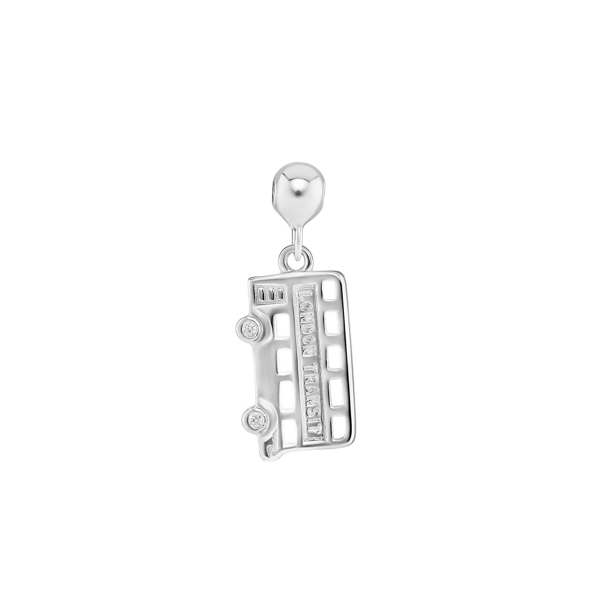 PRIMROSE Sterling Silver Polished Cubic Zirconia Bus Sliding Charm, Womens