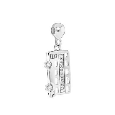 PRIMROSE Sterling Silver Polished Cubic Zirconia Bus Sliding Charm
