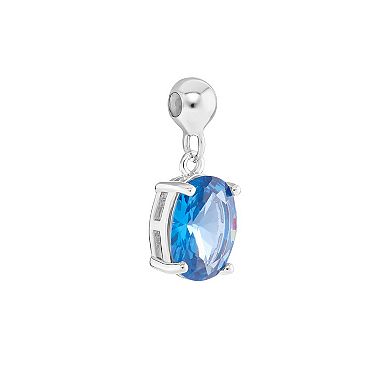 PRIMROSE Sterling Silver Oval Cubic Zirconia Sliding Charm