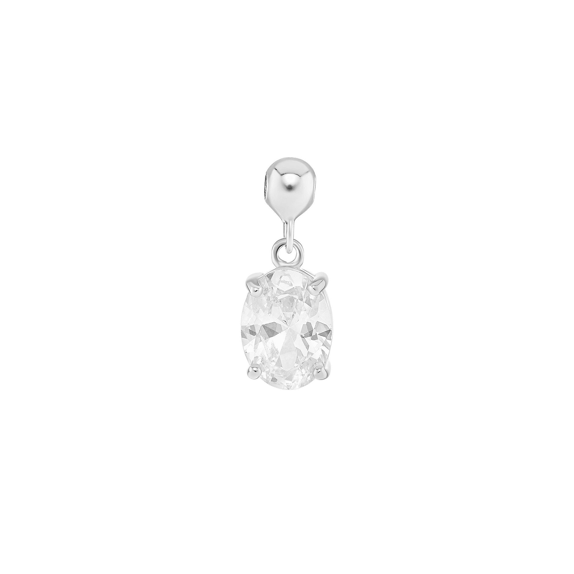 PRIMROSE Sterling Silver Oval Cubic Zirconia Sliding Charm, Womens, Sterli