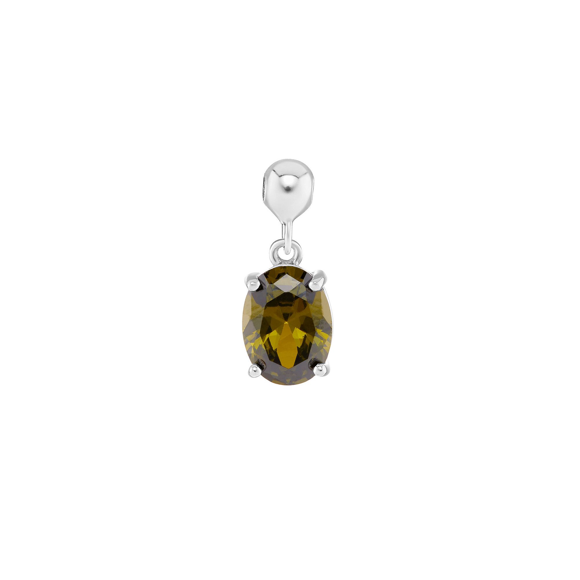PRIMROSE Sterling Silver Oval Cubic Zirconia Sliding Charm, Womens, Sterli