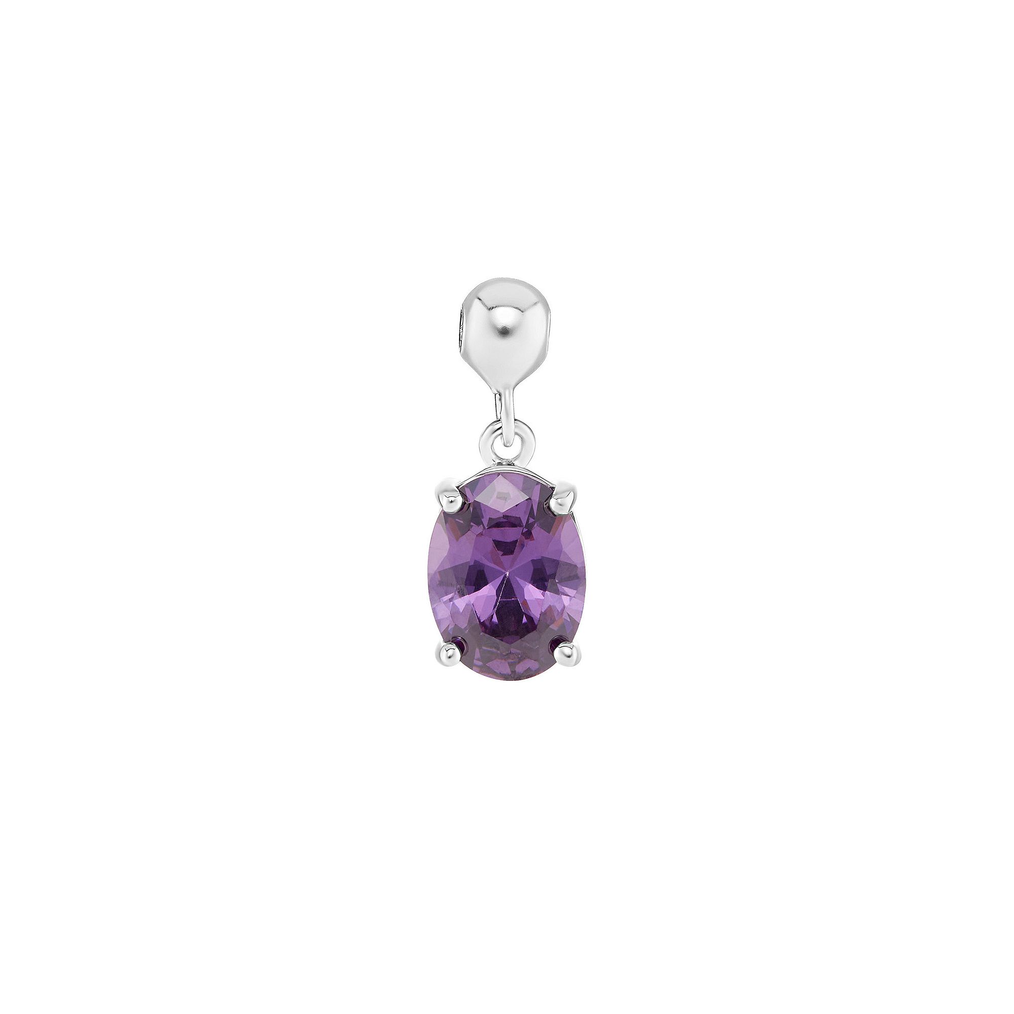 PRIMROSE Sterling Silver Oval Cubic Zirconia Sliding Charm, Womens, Sterli