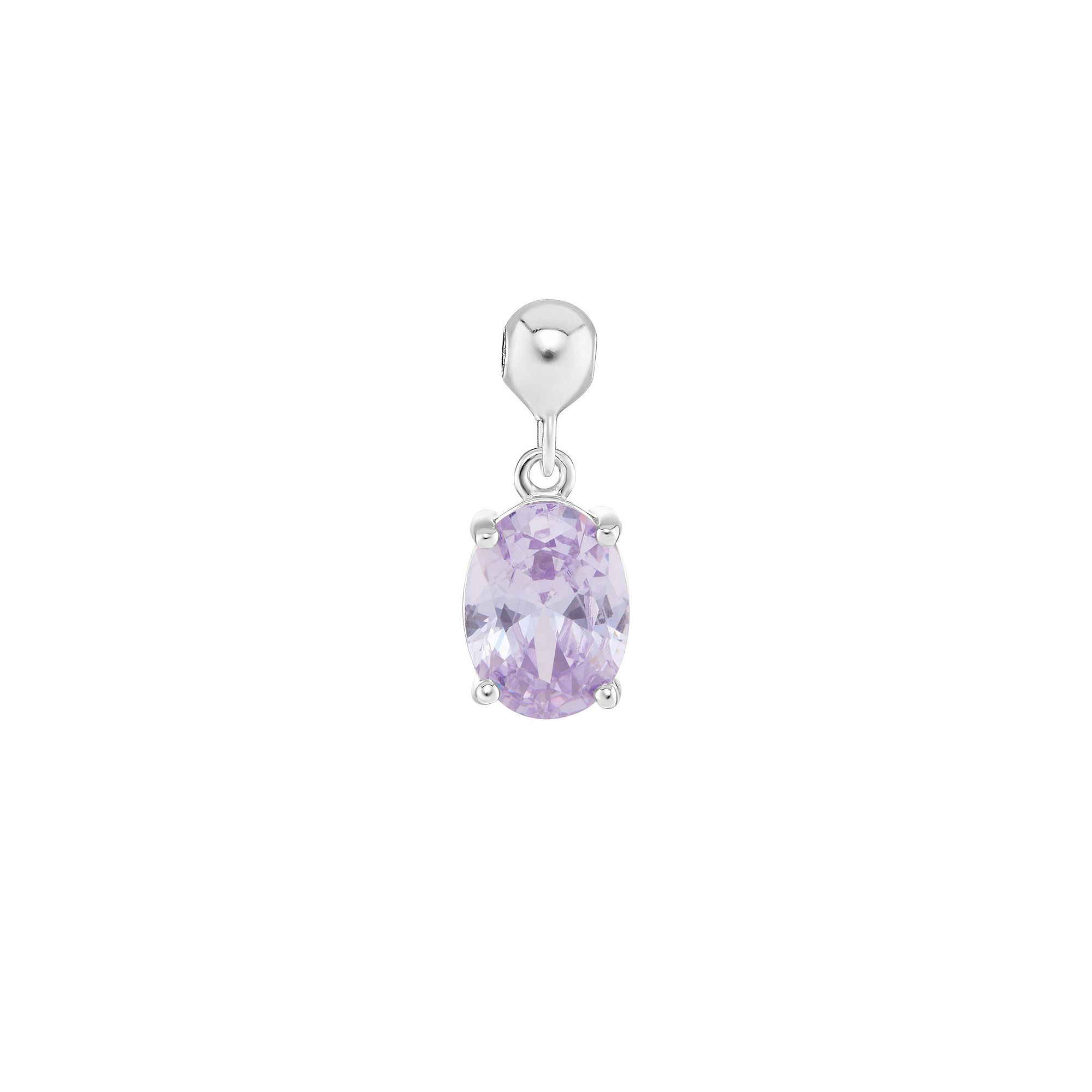 PRIMROSE Sterling Silver Oval Cubic Zirconia Sliding Charm, Womens, Sterli