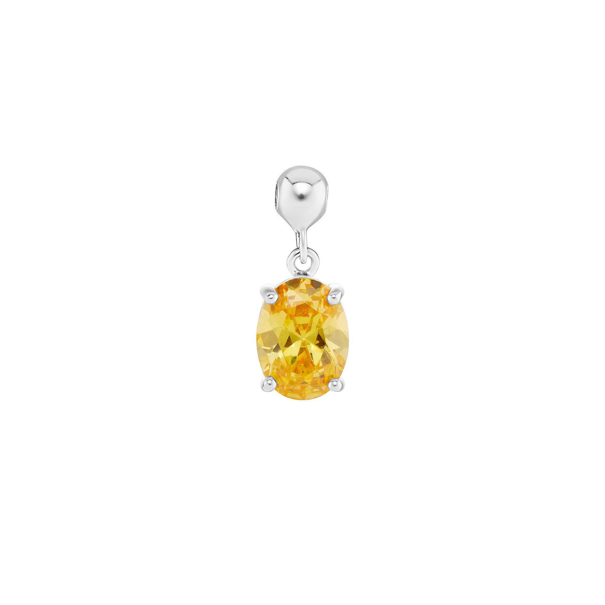 PRIMROSE Sterling Silver Oval Cubic Zirconia Sliding Charm, Womens, Sterli