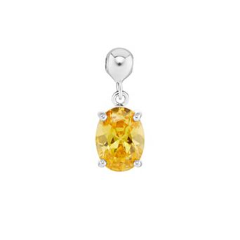 PRIMROSE Sterling Silver Oval Cubic Zirconia Sliding Charm