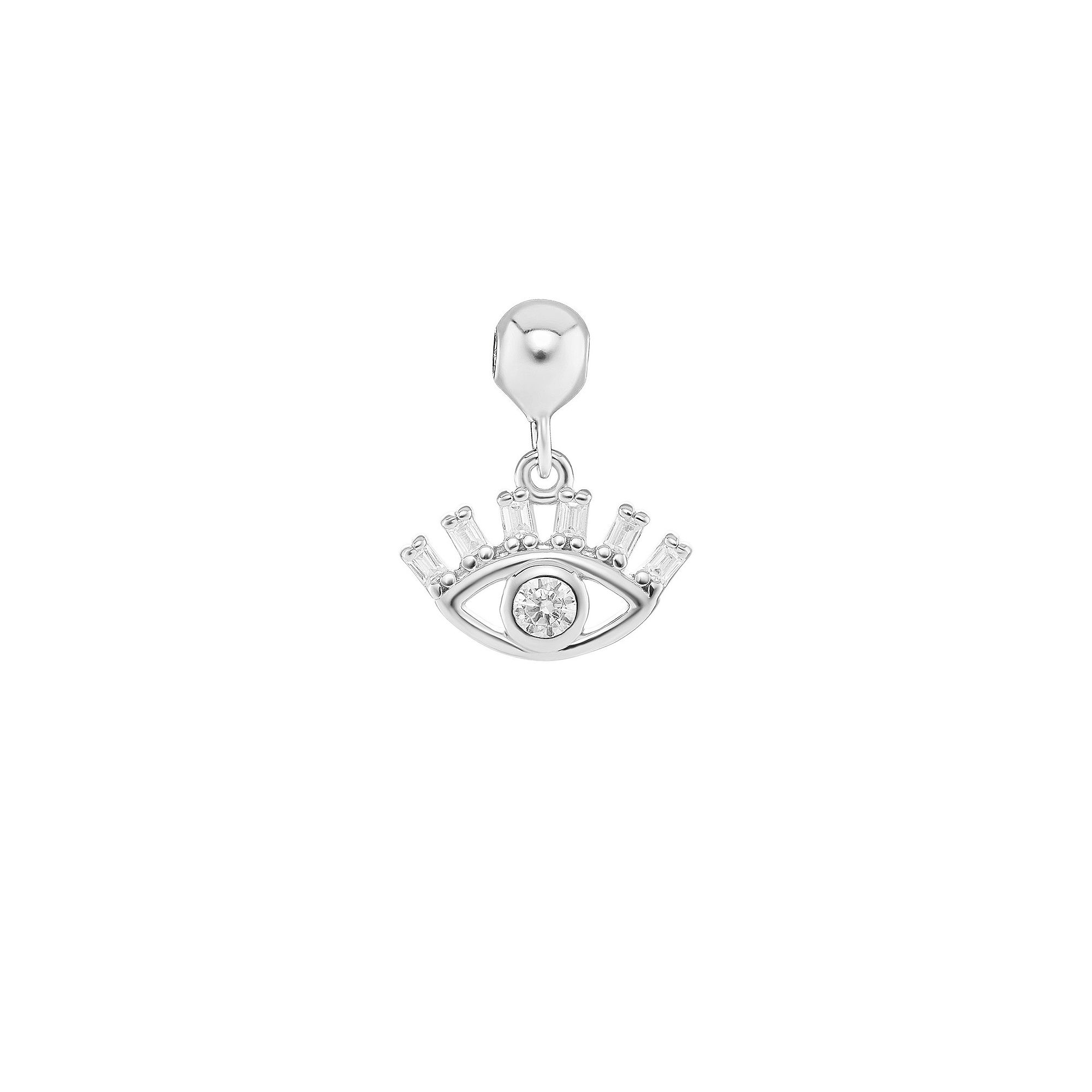PRIMROSE Sterling Silver Polished Cubic Zirconia Evil Eye Sliding Charm, Wo