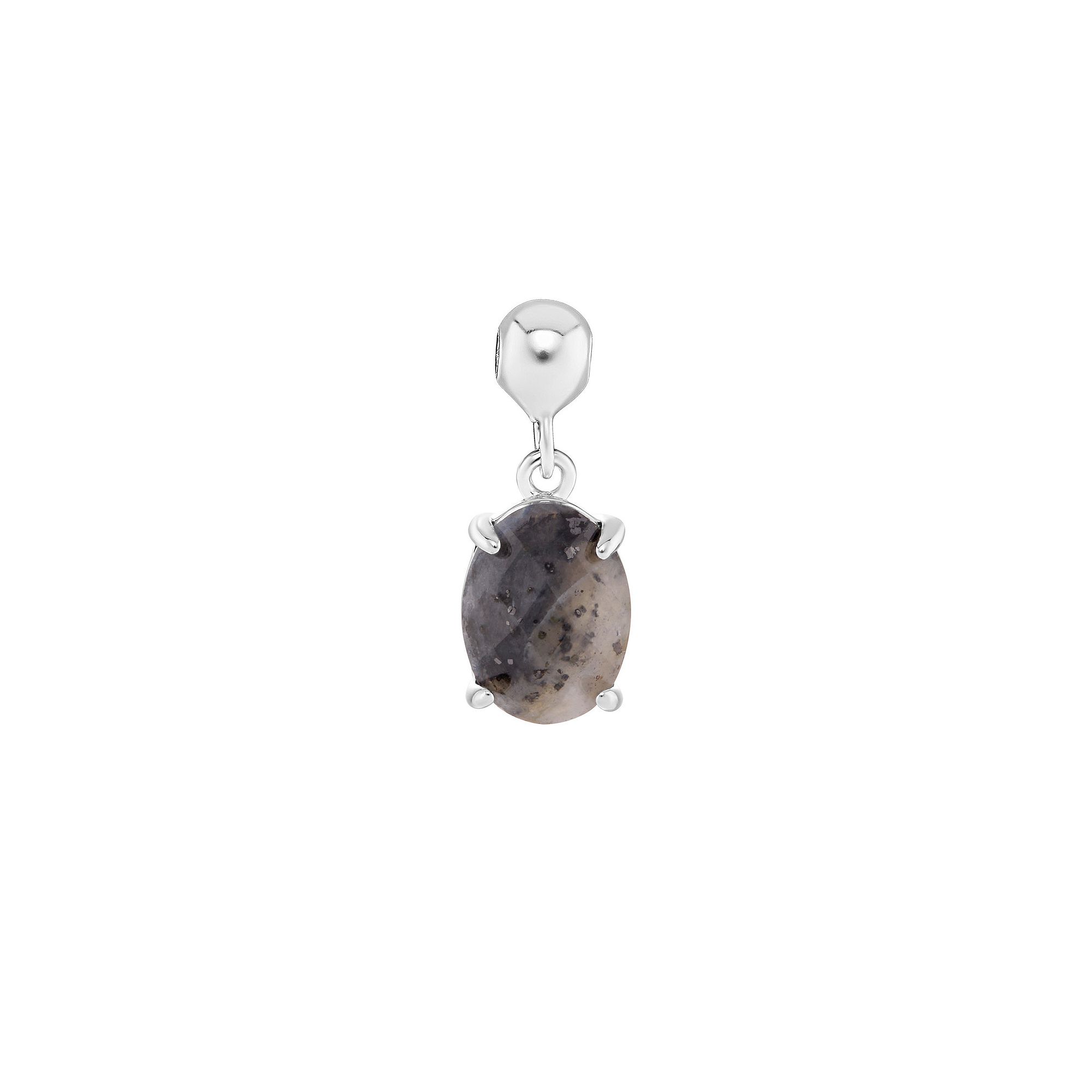 PRIMROSE Sterling Silver Oval Sliding Charm, Womens, Sterling Grey