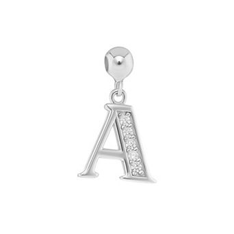PRIMROSE 18k Gold Plated Pave Cubic Zirconia Initial Sliding Charm