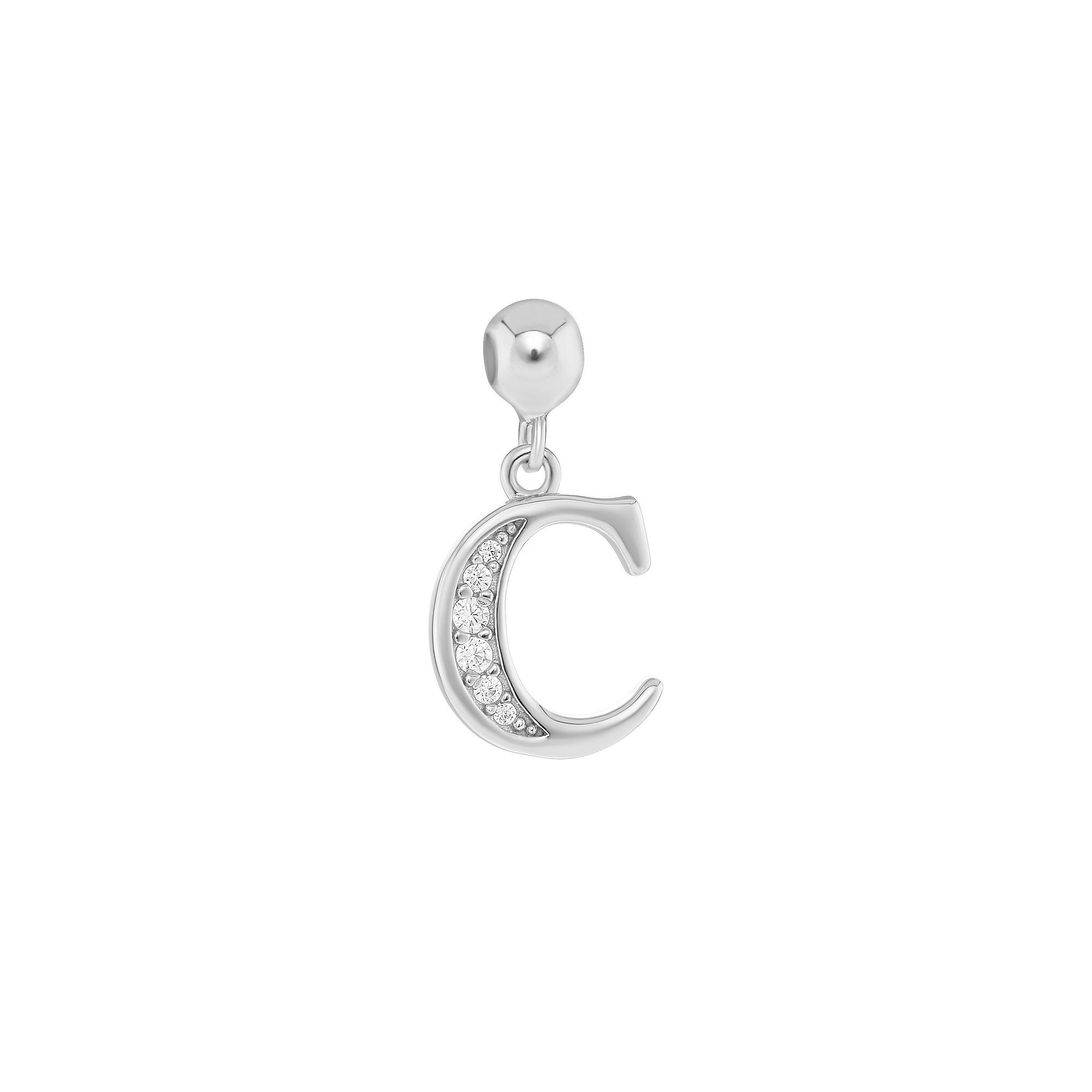 PRIMROSE 18k Gold Plated Pave Cubic Zirconia Initial Sliding Charm, Womens