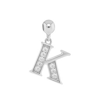PRIMROSE 18k Gold Plated Pave Cubic Zirconia Initial Sliding Charm