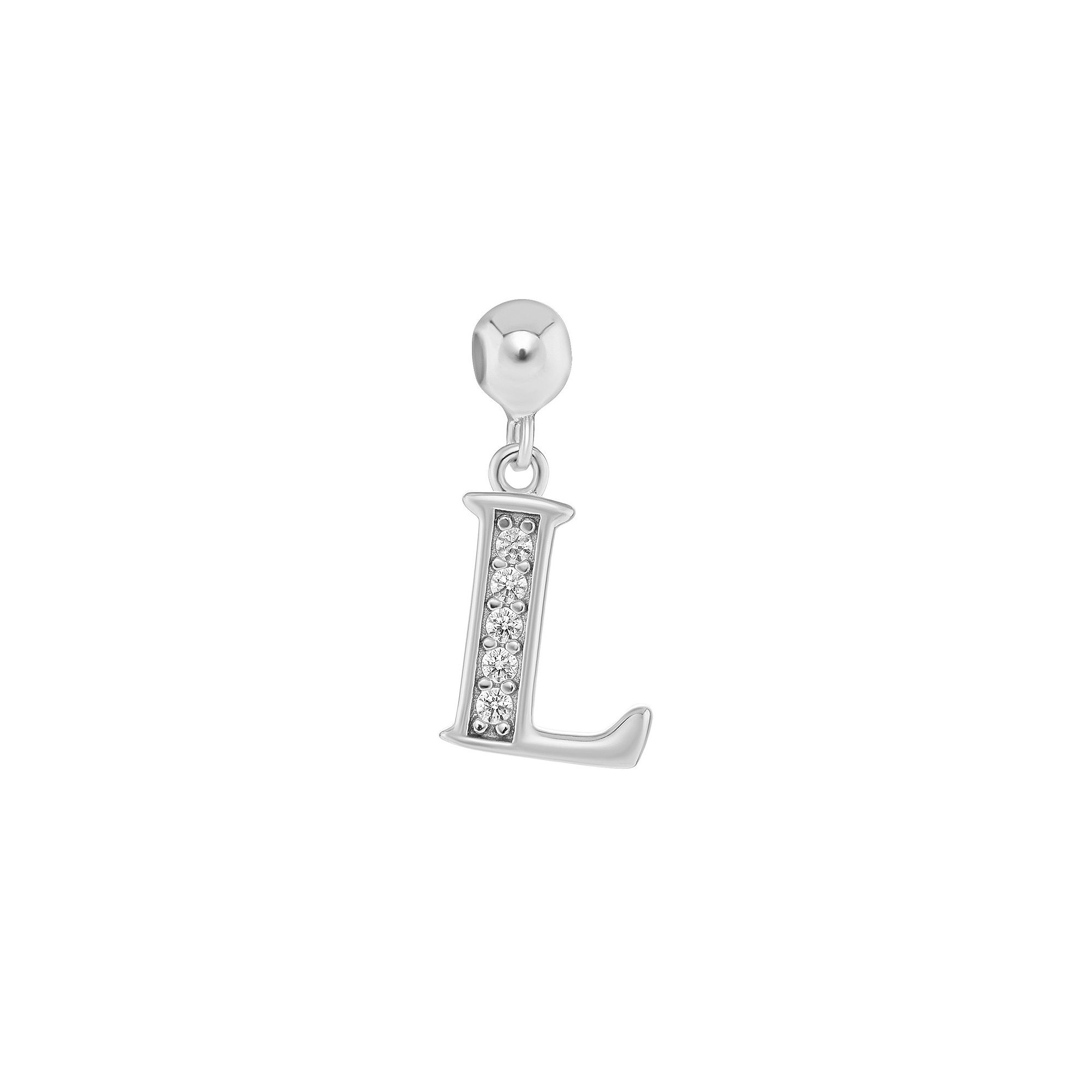 PRIMROSE 18k Gold Plated Pave Cubic Zirconia Initial Sliding Charm, Womens