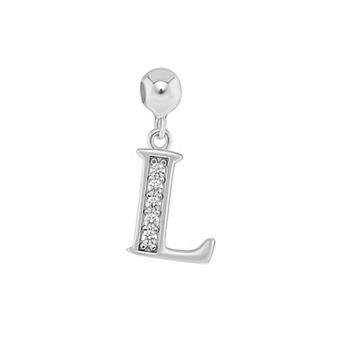 PRIMROSE 18k Gold Plated Pave Cubic Zirconia Initial Sliding Charm