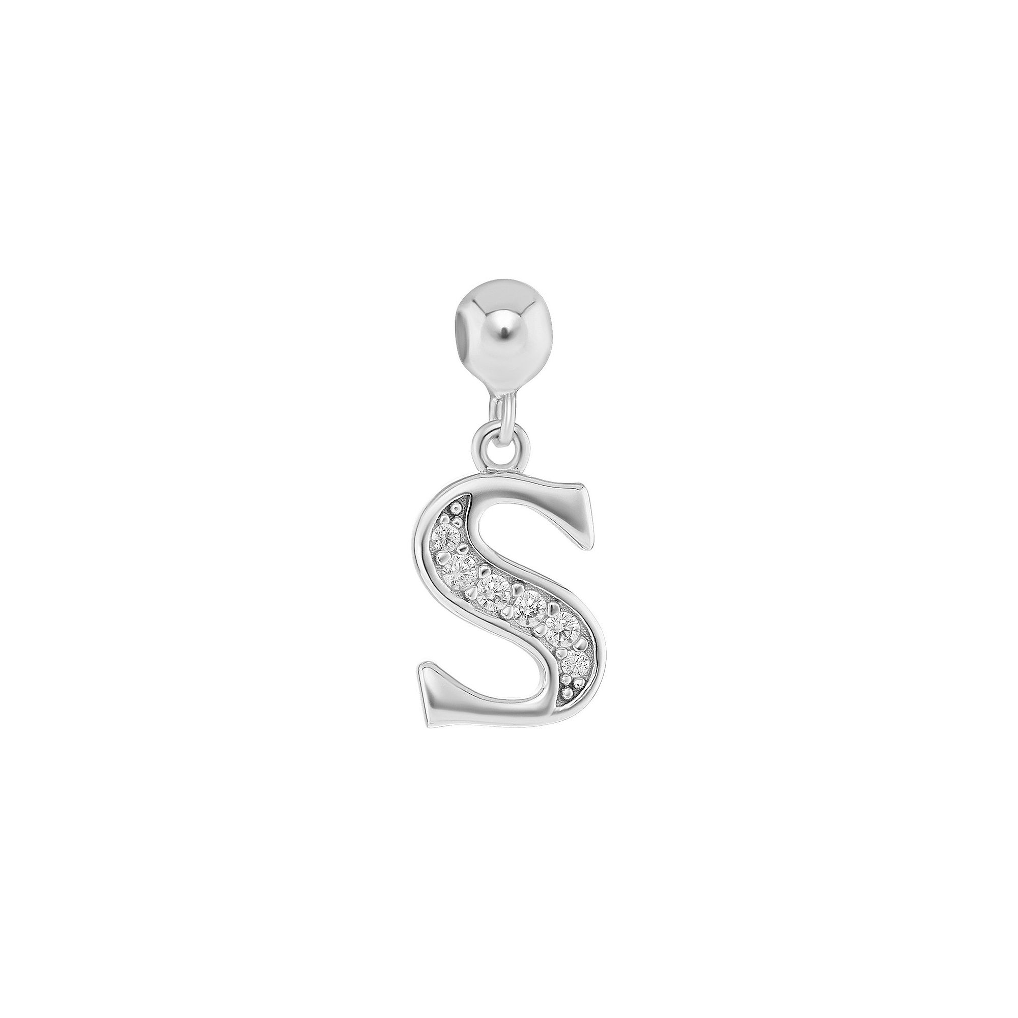PRIMROSE 18k Gold Plated Pave Cubic Zirconia Initial Sliding Charm, Womens