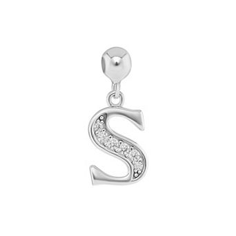 PRIMROSE 18k Gold Plated Pave Cubic Zirconia Initial Sliding Charm
