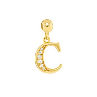 PRIMROSE 18k Gold Plated Pave Cubic Zirconia Initial Sliding Charm