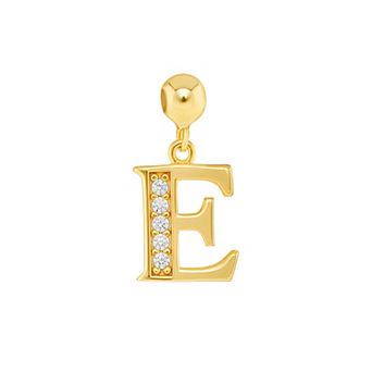 PRIMROSE 18k Gold Plated Pave Cubic Zirconia Initial Sliding Charm