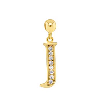 PRIMROSE 18k Gold Plated Pave Cubic Zirconia Initial Sliding Charm