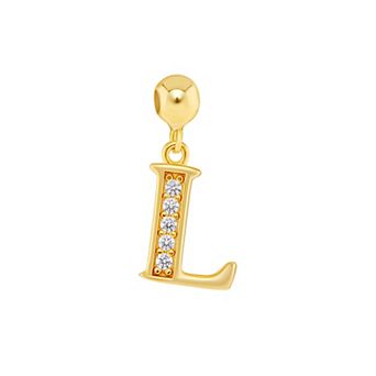PRIMROSE 18k Gold Plated Pave Cubic Zirconia Initial Sliding Charm