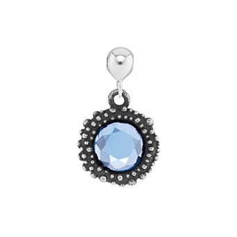 PRIMROSE Sterling Silver Oxidized Beaded Round Cubic Zirconia, Red Corundum & Spinel Sliding Charm