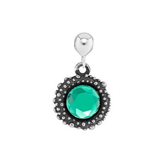 PRIMROSE Sterling Silver Oxidized Beaded Round Cubic Zirconia, Red Corundum & Spinel Sliding Charm