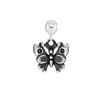 PRIMROSE Sterling Silver Polished Oxidized Butterfly Sliding Charm