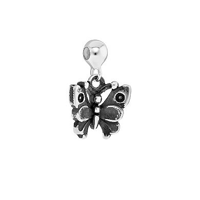 PRIMROSE Sterling Silver Polished Oxidized Butterfly Sliding Charm