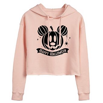 Disney's Mickey Mouse Juniors' Happy Halloween Pumpkin Cropped Hoodie