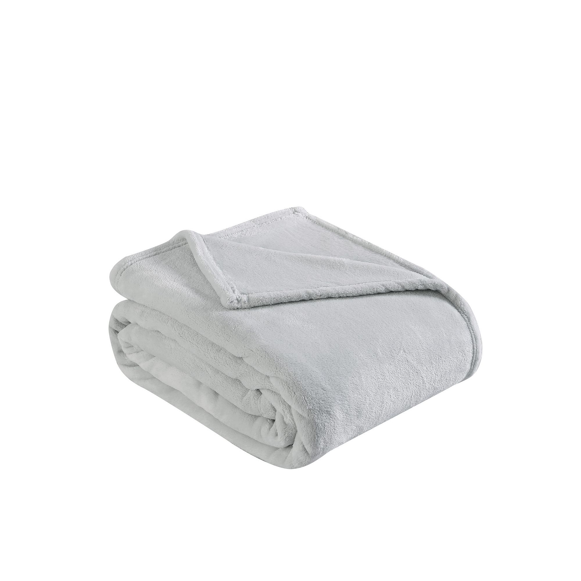 Eddie Bauer Solid Ivory Soft Plush Blanket, Gray