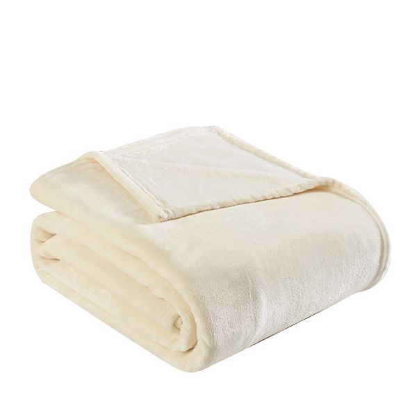 Eddie Bauer Solid Ivory Soft Plush Blanket