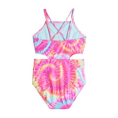 Girls 4-16 Breaking Waves Square Neck Monokini Swimsuit