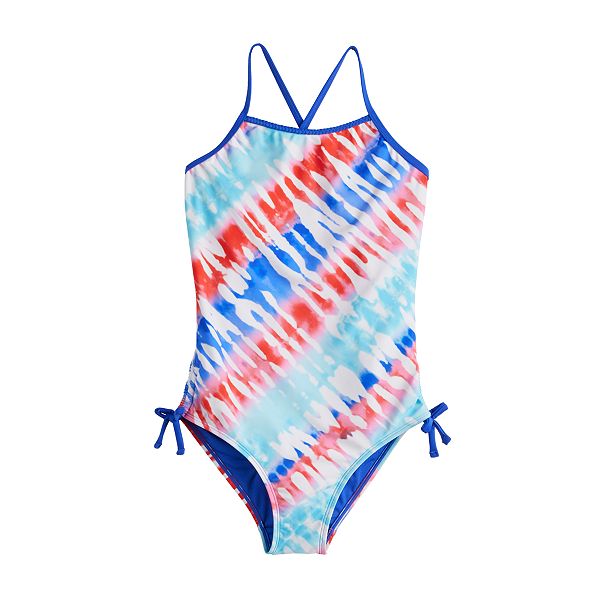 Girls 4-16 Breaking Waves Braided Highneck Side Shirred One Piece Swimsuit